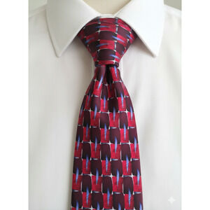 J. Garcia 1996 Collection Fifteen 15 - Fine Etching - red maroon silk tie- 58.5"